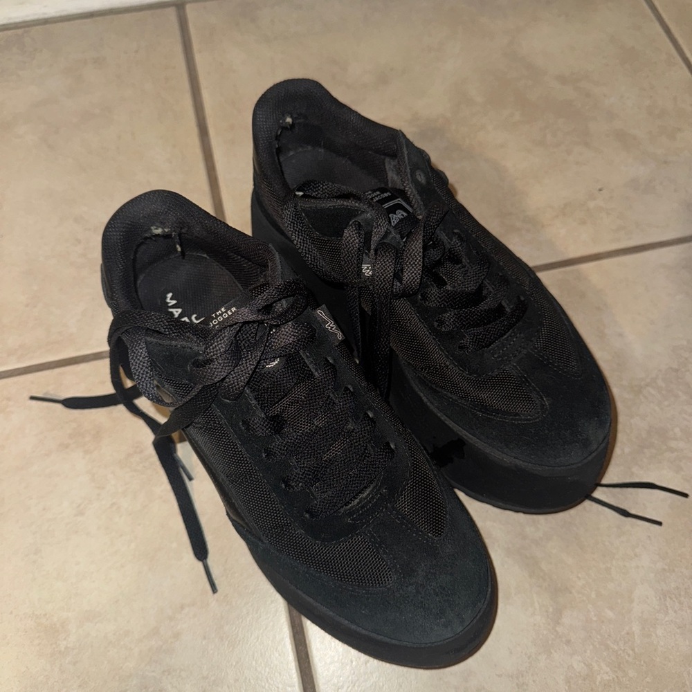 MARC JACOBS THE JOGGER PLATFORM SNEAKERS — BLACK — SIZE 38